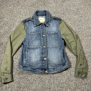 Anthropologie Pilcro Jacket Womens XS Blue Tie Back‎ Button Utility Denim